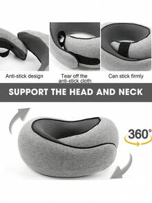 Travel Neck Pillows For Airplanes, Sleeping Essentials For Long Haul Flights, 360° Head Support, Car And Airplane Kit With Mesh Bag (Adult, Grey) - 彩色 - 查看 6