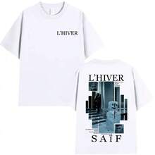Rapper L'HIVER Saif Album 2025 Graphic T Shirt Men Gothic Hip Hop Short Sleeve T-Shirts Vintage Cotton Tee Fans Streetwear - 白色 - 查看 2