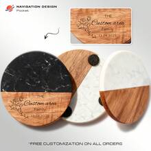 1Pc Personalized Marble Wood Coasters | Custom Name Drink Coasters | For Coffee Mugs Tea Cups And Table Protection | Home Office Tea Room Decor | Housewarming Gift Wedding Gift | Birthday Gift | Anniversary Gift - Brown - View 2