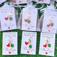 60pcs Keychain Set - Gold Water Drop Heart, Four-Leaf Clover Charms, Bag And Car Key Accessories, Business Gift Pack (20 Keychains + 20 Cards + 20 Sandbags) Suitable For Birthday, Valentine's Day, St. Patrick's Day, Thanksgiving Gifts - View 10