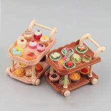 1 Set Mini Food Cart Set, Includes 1 Mini Food Cart And 10 Random Mini Food Models - Adult Mini Kitchen Toy Set, Miniature Objects, Dollhouse Miniature Models, Cute Small Figurines, Micro Landscape Cute Miniature Decorations, Miniature Models, Mini Objects - Multicolor - View 5