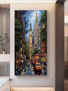 1 Set 5D Diamond Painting Kit, Landscape Round Diamond Art Full Set, Hand-Painted Canvas Decor, Suitable For Home, Bedroom, Living Room, No Frame, Perfect Gift For Family And Friends - round diamond - View 3