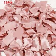 25/50pcs Satin Ribbon Bows, Pink & White Small Flower Gift Bows For Wedding Decor, DIY Birthday Party, Baking Decoration, Valentine's Day - Bow - View 9