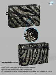 BLBLBL 1PC Multi-Color 720° A-Grade Artificial Diamond Studded Shiny Zebra Pattern Electronic Cigarette Case For TEREA, Super Cute, Can Be Hung On Bag Or Keychain, More Sparkling Under Light And Sunlight - Diamond Version - View 6