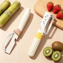 1PC/2PCS Home Peeler, Minimalist Fun Multi-Function Fruit Peeling Knife, Non-Slip Comfortable Grip Kitchen Common Fruit And Vegetable Peeling Tool, Suitable For Processing Potatoes, Apples, Hard Skin And Soft Skin Ingredients, Peeler For Daily Meal Preparation - Multicolor - View 7