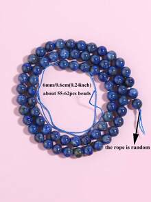 天然青金石圓珠，散珠珠飾手工DIY手鍊耳環配件，4/6/8/10mm - 彩色 - View 16