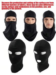 1pc Black Mask, Full Face Hood, Breathable Elastic Eye Opening Mask, Open Headwear Mask, Unisex Suitable For Halloween Party, Cosplay Costume, Carnival Night, Stage Performance - View 5