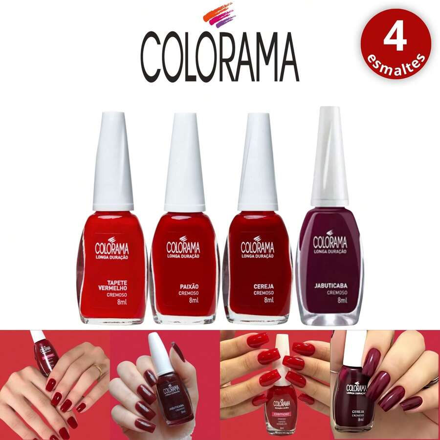 Kit 5 Esmaltes Tons Vermelhos Colorama Cremoso Esmalte Atacado - 4 Cor - Visão 1