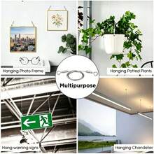 2件組 304不鏽鋼雙鉤掛繩，相框掛鉤，適用於懸掛燈具、植物與牆面裝飾的掛鉤配件 - 鋼絲繩 - 查看 11