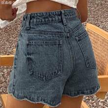 xuehuamaoyi02  Shorts vaqueros sueltos y casuales para mujer, estilo de vacaciones de verano - Blanco - Ver 3
