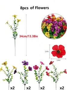 20pcs Artificial Flowers, Faux Plants Suitable For Indoor And Outdoor Gardens, Porches, Windowsills, Home, Weddings, Country Style, UV Resistant Plastic Flowers, Realistic Greenery Decor, Hanging Baskets, Kitchen Home Vase Decoration - Multicolor - View 13