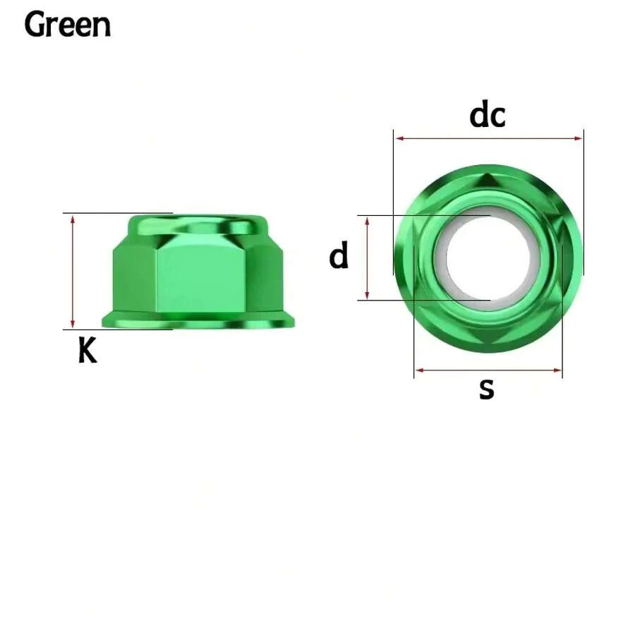 Aluminum Nuts With Nylon Insert, Anodized Color, M2 M2.5 M3 M4 M5 M6 M8 For RC FPV Racing Drones - Green - View 1