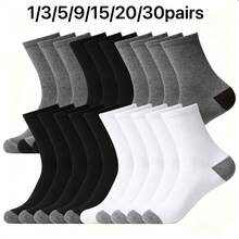 OBOVAY 20 Pairs Men's Breathable Moisture-Wicking Comfortable Sports & Casual Crew Socks, Suitable For All Seasons, Available In 1/3/5/6/9/10/15/30 Pairs - Black - View 12