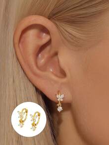 1 Pair S25 Pure Silver Women's Ins Style Luxury Butterfly Stud Earrings, Delicate And Exquisite For Daily Wear, Subtle And Not Exaggerated, Gentle And Minimalist, Suitable For Various Styles, Students And Office Workers - Butterfly - View 1