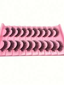 10對3D凌亂蓬鬆條紋假睫毛，濃密如自然，日常節日派對必備 - 查看 6