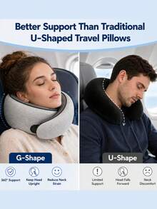 Travel Neck Pillows For Airplanes, Sleeping Essentials For Long Haul Flights, 360° Head Support, Car And Airplane Kit With Mesh Bag (Adult, Grey) - 彩色 - 查看 4