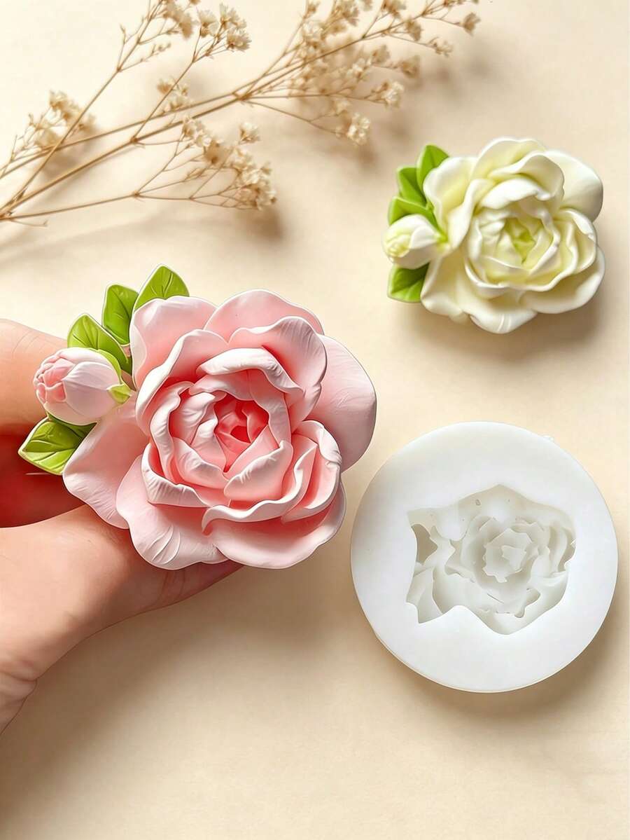 DIY茉莉花蕾矽膠模具，香氛石膏皂蠟燭鑄造模具，環氧樹脂滴膠模具，手工居家裝飾飾品工藝模具 - 白色矽膠模具 - 查看 1