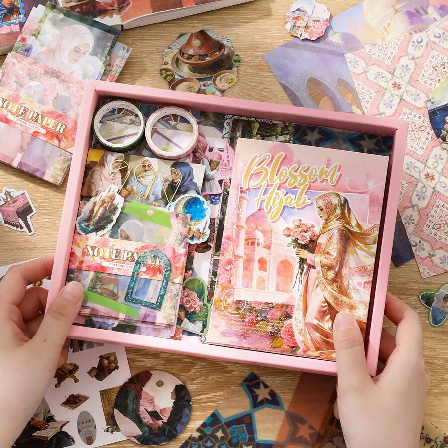 Vintage Planner Gift Box Floral Planner Creative Stickers Planner Materials Notebook Set - 1 Set - View 1
