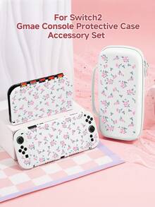 1pc Minimalist Elegant Gentle Style Pink Floral Pattern Switch2 (2025)/Switch NS/Switch OLED Compatible Game Console Accessory Set, Game Console Protective Case/Storage Bag/Dock Shell, TPU Soft Shell, Beautiful And Practical, Portable Stand, Portable Travel, Anti-Drop Anti-Scratch, Anti-Fouling, Fashion Romantic Gift - Multicolor - View 1