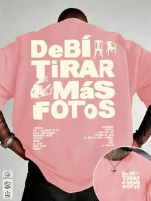 Bunny "DtMF" Puerto Rican Fun Frog Print Men's Summer Clothing, Unisex Music Festival Fit T-Shirt, Men's T-Shirt - 粉色 - 查看 1