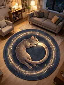1pc Tail-Biting Round Rug, Thickened Carpet, Thick Rug, Fluffy Rug, Autumn/Winter Rug, Thickened Carpet, Decorative Rug, Bedroom Decor, Small Rug, Carpet, Home Decor, Living Room Rug, Small Living Room Rug, Bedroom Rug, Living Room Home Decor, Outdoor Rug, Washable Rug, Graduation Season Gift - Cat That Bites Its Tail - View 3