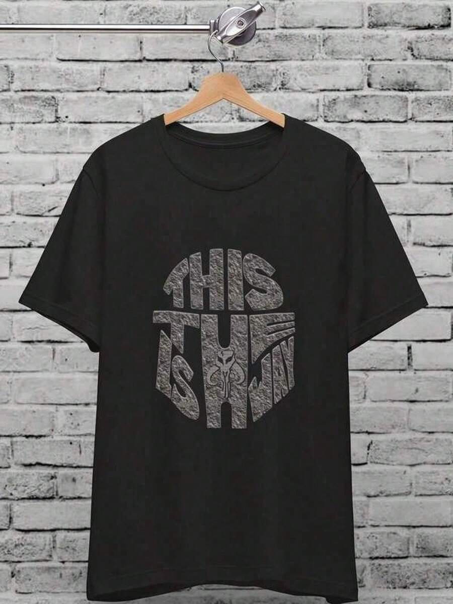 This Is The Way Mandalorian Grogu Jedi Sith Graphic T-Shirt Cotton Unisex Tee - 黑色 - 查看 1