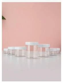 6入 7公分直徑塑膠儲存瓶附白色蓋，塗料分裝瓶、乳霜面膜瓶、眼霜面霜瓶，PET寬口透明樣品小分裝瓶，化妝品分裝瓶 - 白色 - 查看 5