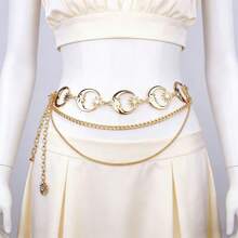 PCS Women's Single Layer Classic Square Metal Maillard Accessory Decor Belt Suitable For Summer Daily Casual Use Gift For Friends Christmas - Gold - View 7