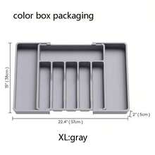 1pc Drawer Organizer, Expandable Kitchen Utensil Tray, Material Cutlery Holder, Adjustable Plastic Spoon Fork Knife Storage, Large Capacity Kitchen Utensil Accessories (Black, Grey, White) - Multicolor - View 21