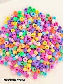 100pcs/pack Fashionable Frosted Large Hole Pony Beads For Hair Braided Styles (random Color) - Multicolor - View 4