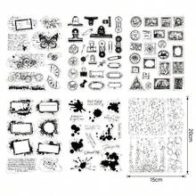 Sellos de silicona transparentes para agenda, sellos básicos de fondo vintage, sellos de goma decorativos DIY para agenda, suministros de relieve para scrapbooking - Sello de silicona - Ver 5