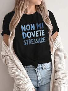 [Free 3-Day Delivery]Maglietta A Maniche Corte Con Scollo Tondo, Elegante, Taglie Forti, Per Donna - Style1 - View 1