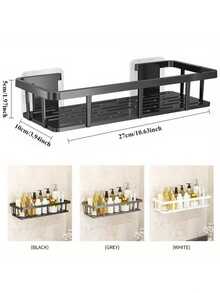 1PC/2pcs/3pcs/4pcs Bathroom And Toilet Hole-Free Plastic Storage Racks, Wall-Mounted Bathroom, Toilet, Washbasin, Kitchen Storage Racks - Multicolor - View 8
