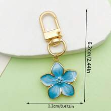 1pc Multicolor Cherry Blossom Keychain, Enamel Floral Pendant, Handbag Charm, Back To School Gift - Multicolor - View 4