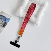 印花槍金屬扣織帶短款手腕掛繩 戶外防丟手機掛繩 內置夾扣，適用於手機掛繩、鑰匙圈吊飾、CCD相機掛繩、包包掛飾，中性款 - 彩色 - 查看 8