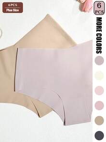 GYEY 6 Stücke nahtlose Damen-Höschen in großen Größen mit hoher Taille, schnelltrocknend und atmungsaktiv, Nylon-Elasthan-Mischgewebe, 4-Wege-Stretch, für Yoga, Fitness und Tanz - Verschiedenfarbig - Übersicht 3