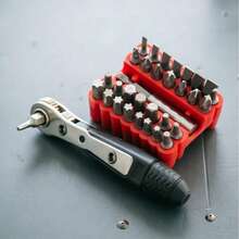 Juego de 34 piezas de destornillador de trinquete reversible de 36 dientes mini, para espacios estrechos, llave rápida de avance y retroceso, juego de puntas Torx y hexagonales! - 34 juegos de herramientas de reparación - Ver 10