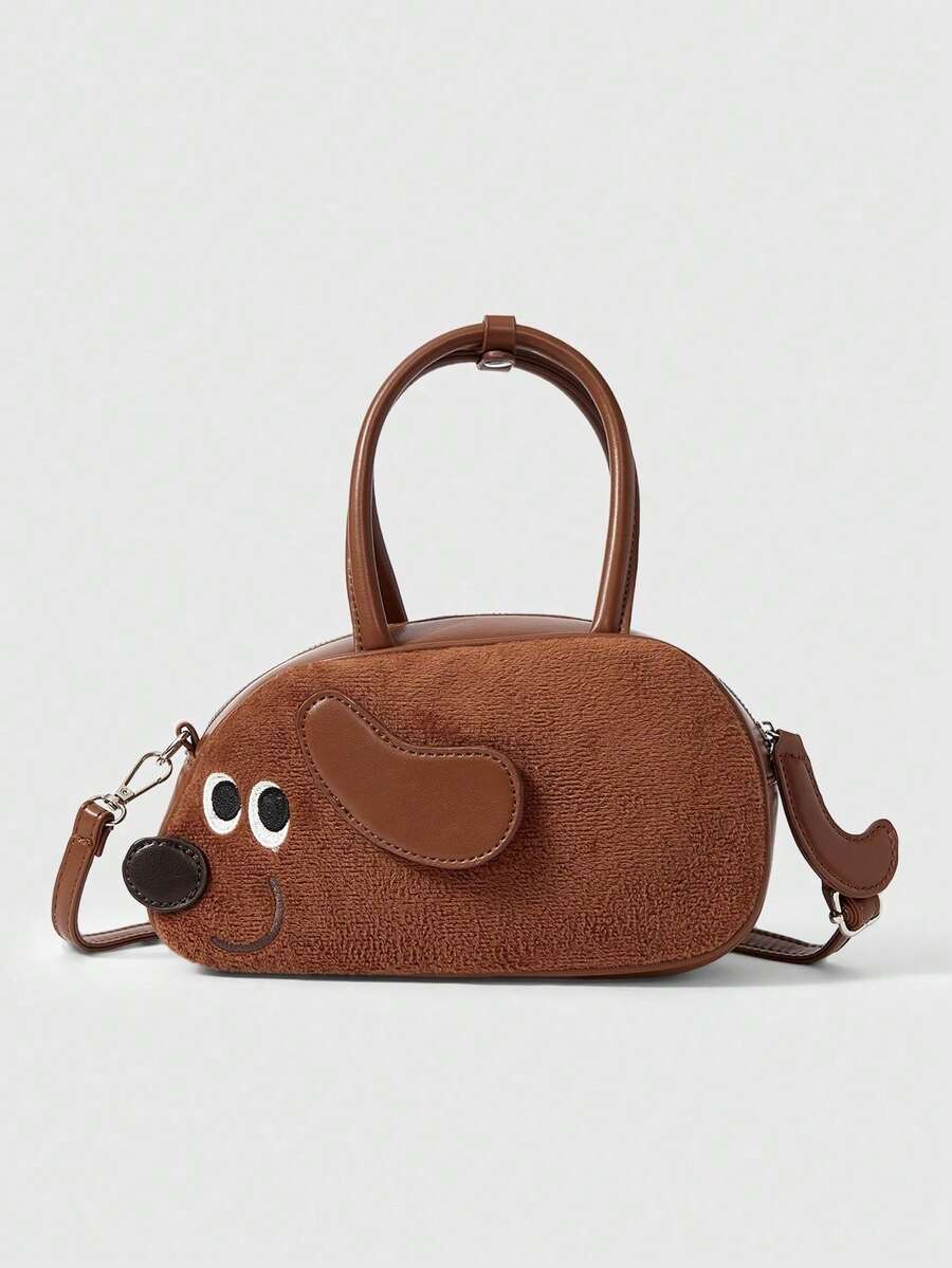 ROMWE Kawaii Exclusive Design Handbag With Poodle Graphic - Brown - View 1