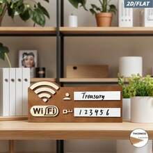 2D Flat Retro WiFi Network Sign - No Power Required Wireless Router Password Board, Artificial/Brown Retro Plaque, Home Office Cafe Decor - Housewarming Or Mother's Day Gift, Password Reminder, Minimalist Style, Wooden Material - Multicolor - View 5