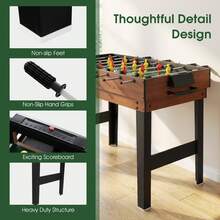 COSTWAY 4-In-1 Combo Game Table Set, Interactive Multi Game Table With Soccer, Air Hockey, Billiards & Table Tennis, Tabletop Football Table For Bars, Game Rooms, Family Night, Parties, Black/Natural - Apricot - View 5