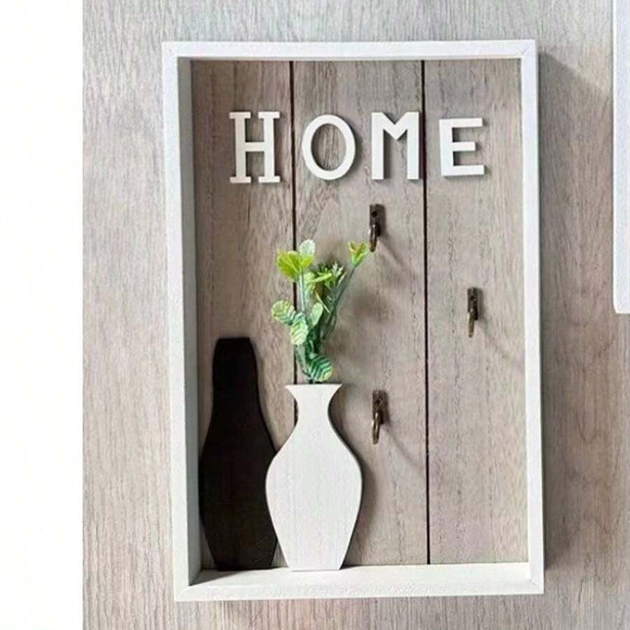 Ins Wall-Mounted Key Storage Box, Creative Wooden Wall Hanging Decor For Living Room, Entryway, Shoe Cabinet, New Style - Multicolor - View 1