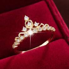 1pc Elegant Crown Design Cubic Zirconia Inlaid Women's Ring - Multicolor - View 8