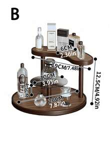 Desktop Storage Rack - Easy Assembly, Minimalist Style, Bathroom, Entryway, Office, Living Room Storage Shelf - Space-Saving Perfume, Cosmetics, Cup Organizer, Multi-Functional Storage Rack - Upgraded Walnut Color - View 11
