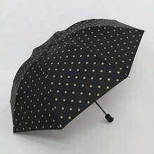 1pc Polka Dot Automatic Folding Umbrella, Vintage Black Coating Sun Protection UV Protection Portable Dual-Use Fashion Parasol Umbrella, Minimalist Striped Folding Umbrella, Korean Fresh Style Black Coating Sun Umbrella, Women's Fresh Style Folding Parasol, 8-Rib Manual Compact Polka Dot Umbrella, Practical Minimalist Design, UV Protection, Suitable For Outdoor Travel, Foldable, Spring/Summer Selection, Bridesmaid Gift, Room, Beach, Travel - One Size Fits All - View 8