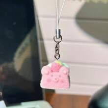 3D Flocked Cake Phone Charm Cartoon Animal Food Toy Lanyard Pig Rabbit Bag Pendant Cute Sweet Accessory - Multicolor - View 15