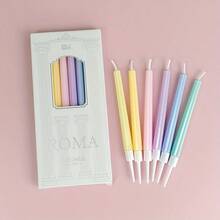 HIBIRTH 6 buah Lilin Pensil Cahaya Mengalir Kreatif Gaya Paris, Lilin Ramping Bergaris Gaya Romawi dengan Gradien Warna Mutiara untuk Perayaan Pesta Ulang Tahun dan Dekorasi Kue - View 8