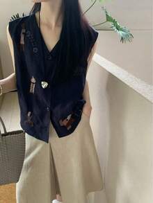Women Blouses & Shirts - Navy Blue - View 3