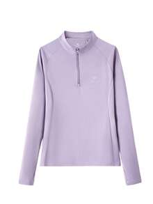 CAMEL CROWN Women's Outdoor Sports Quick-Dry Long Sleeve T-Shirt, Elastic Short Sleeve Fitness Running Yoga Top - Waffle Purple - View 3