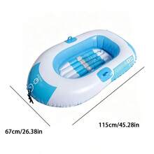 1pc Thickened Inflatable Raft, Portable Single Person Floating Tube With Handle, Lake River Beach Water Adventure Float - Blue and White - View 3
