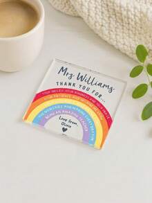 1pc Personalised Thank You Teacher Gift, Custom Text,Rainbow Coaster,Perfect Gift For Back To School,Teachers And Coworkers - Multicolor - View 7